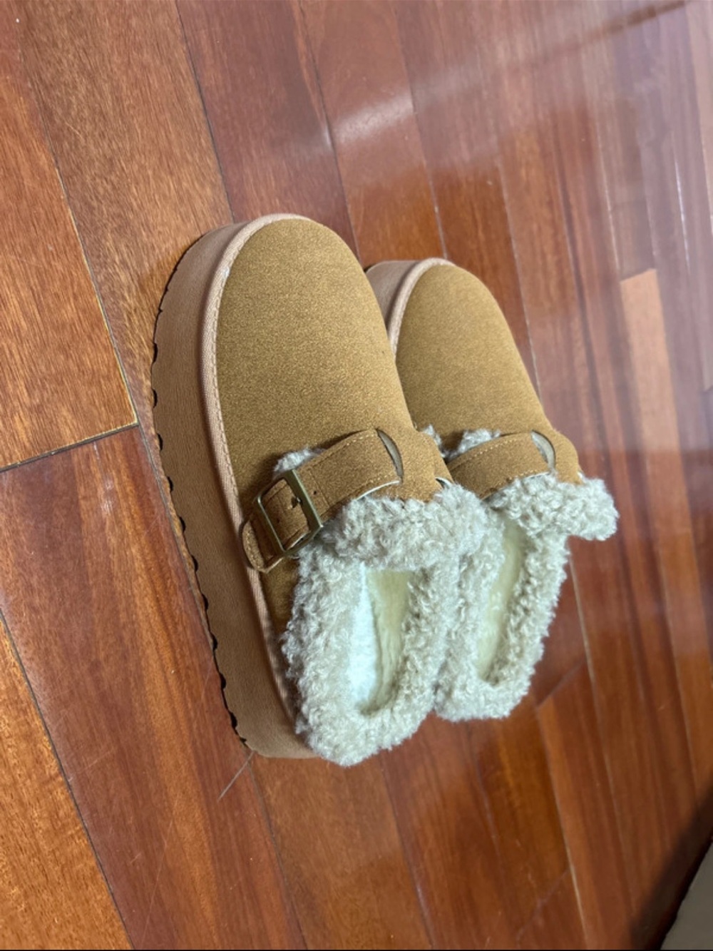 Women’s Faux-Suede Shearling Lined Slip-On Boots - Tan - Picture 4 of 5